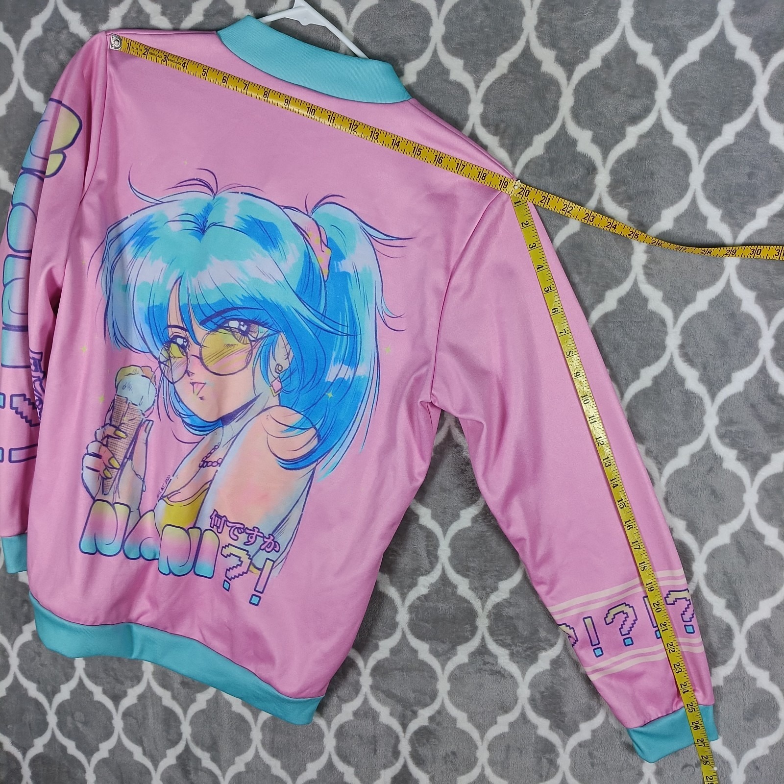 Vapor95 Nani Bomber Jacket Women Large Pink Blue Anime Graphic Vaporwave Kawaii — image 6 of 8